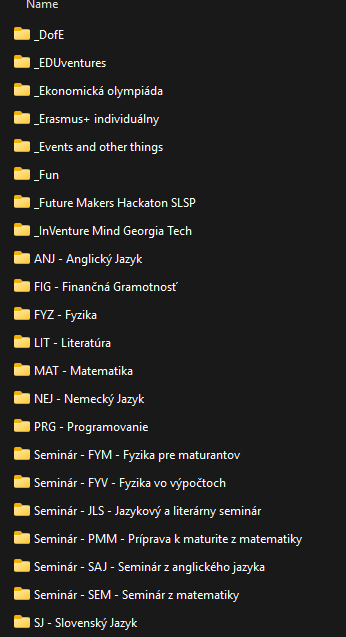 Inšpirácia štruktúry portfólia so seminármi a hackathonom