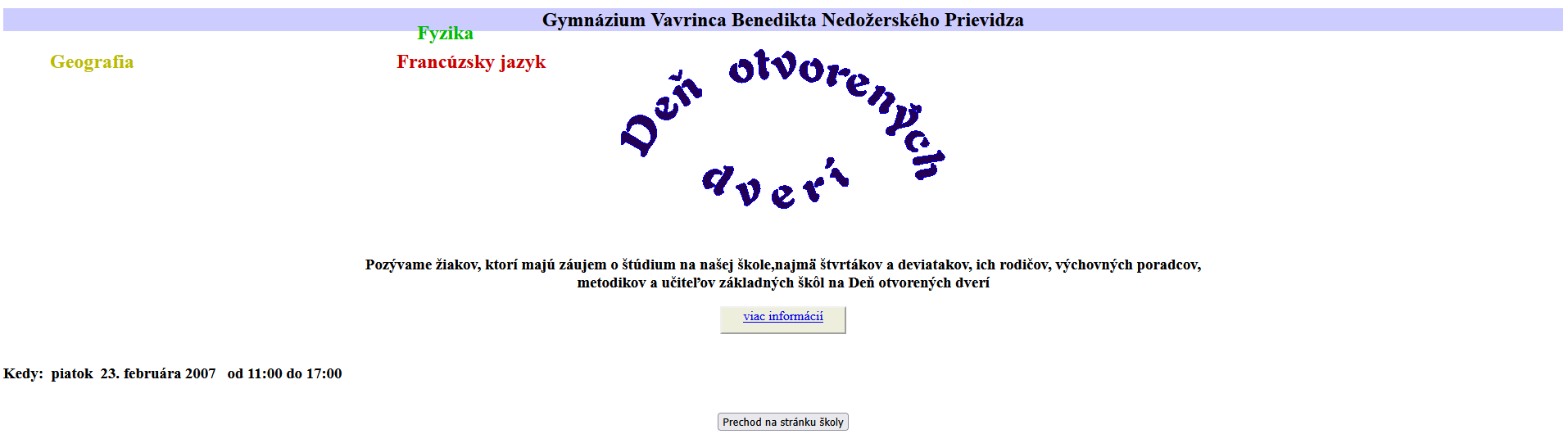 GVBN webstránka 2011